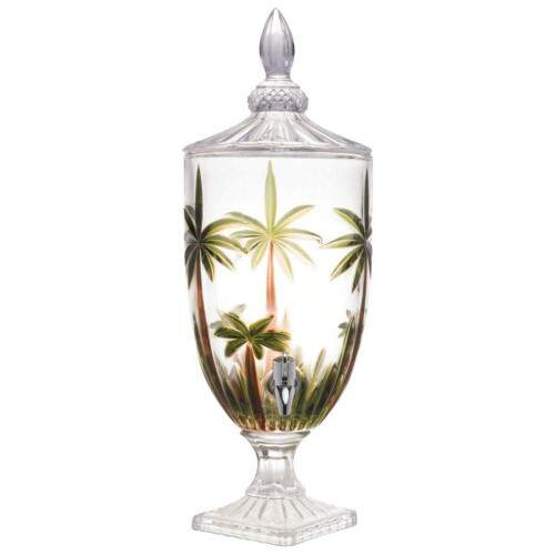 SUQUEIRA DE CRISTAL ECOLGICO COM P E TAMPA PALM TREE HANDPAINT 4 LITROS