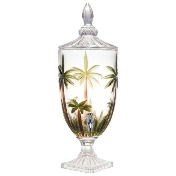 SUQUEIRA DE CRISTAL ECOLGICO COM P E TAMPA PALM TREE HANDPAINT 4 LITROS