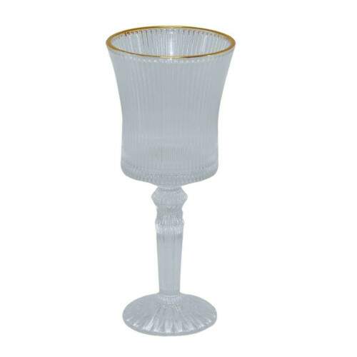 JOGO COM 6 TAA PARA GUA E VINHO DE VIDRO GRAFFIATO 260ML BORDA DOURADA