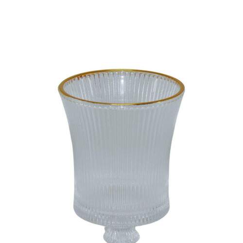 JOGO COM 6 TAA PARA GUA E VINHO DE VIDRO GRAFFIATO 260ML BORDA DOURADA