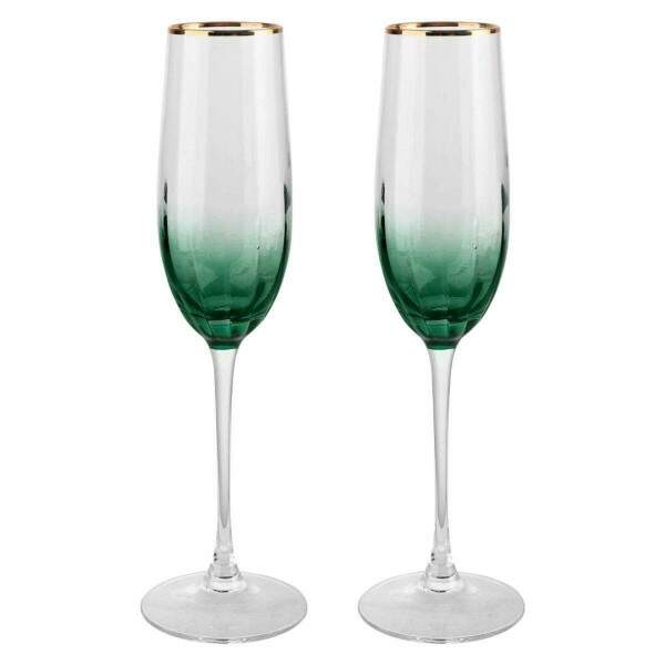 JOGO DE 2 TAAS CELEBRARE PARA CHAMPANHE EM VIDRO GOLD RIM 220ML