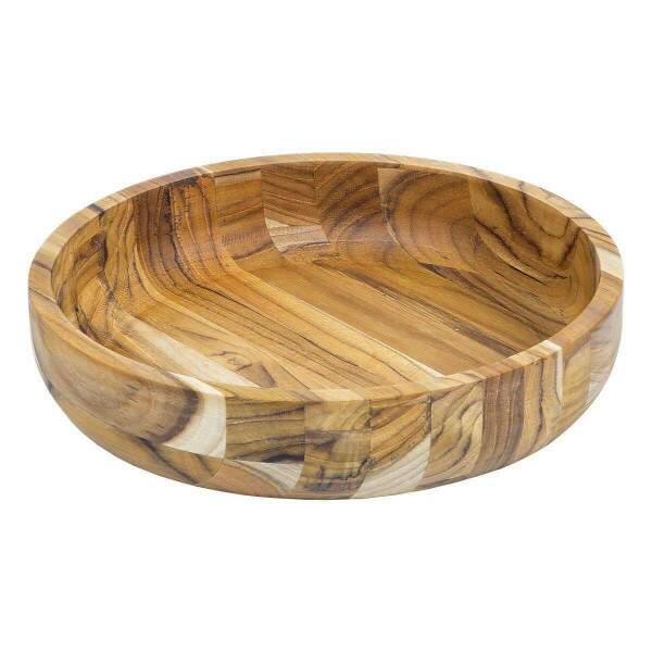 GAMELA REDONDA DE MADEIRA TECA 23CM X 23CM