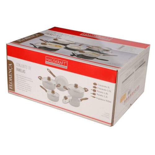 JOGO DE PANELAS COM INDUO FLORENA VANILA 5 PEAS
