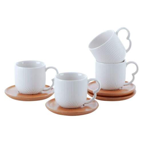 JOGO COM 4 XCARAS DE CERMICA PARA CAF COM PIRES DE BAMBU OASIS 90ML