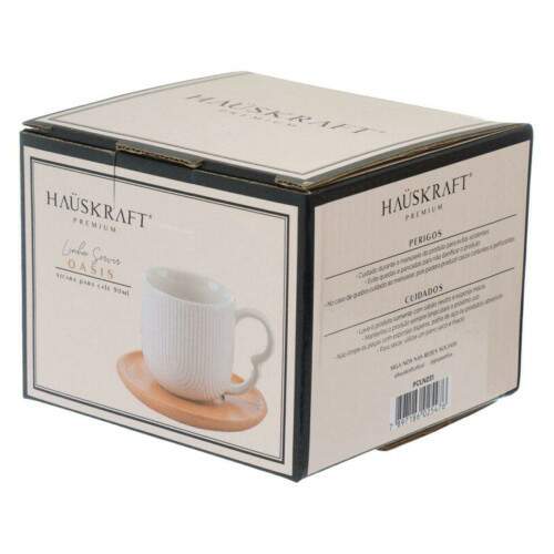 JOGO COM 4 XCARAS DE CERMICA PARA CAF COM PIRES DE BAMBU OASIS 90ML