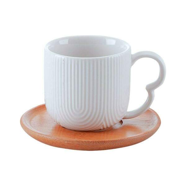 JOGO COM 4 XCARAS DE CERMICA PARA CAF COM PIRES DE BAMBU OASIS 90ML