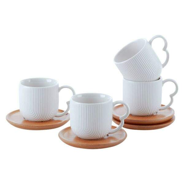 JOGO COM 4 XCARAS DE CERMICA PARA CAF COM PIRES DE BAMBU OASIS 90ML
