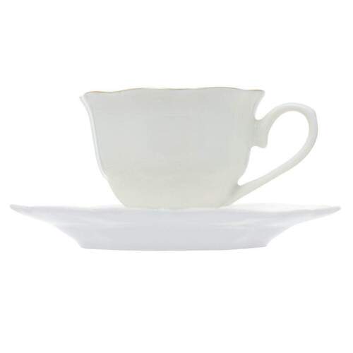 CONJUNTO 6 XCARAS DE CH DE PORCELANA COM PIRES COM FIO DE OURO MALDIVAS 180ML