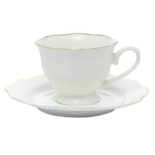 CONJUNTO 6 XCARAS DE CH DE PORCELANA COM PIRES COM FIO DE OURO MALDIVAS 180ML