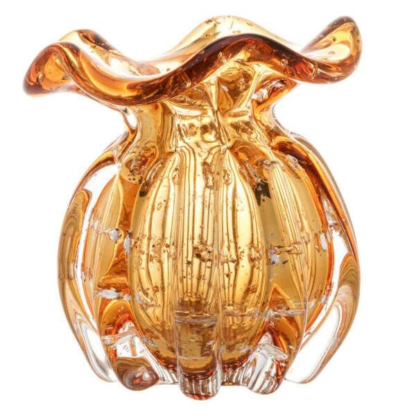 VASO DE VIDRO ITALY MBAR E DOURADO 10CM x 11CM