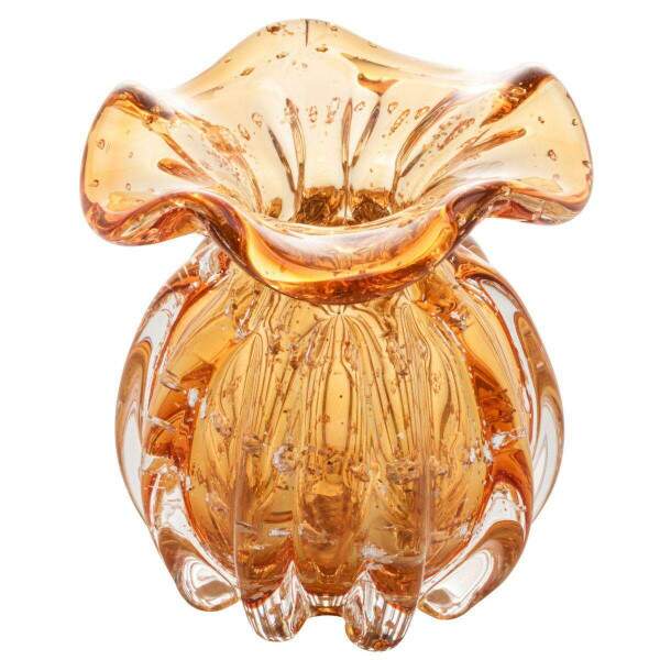 VASO DE VIDRO ITALY MBAR E DOURADO 10CM x 11CM