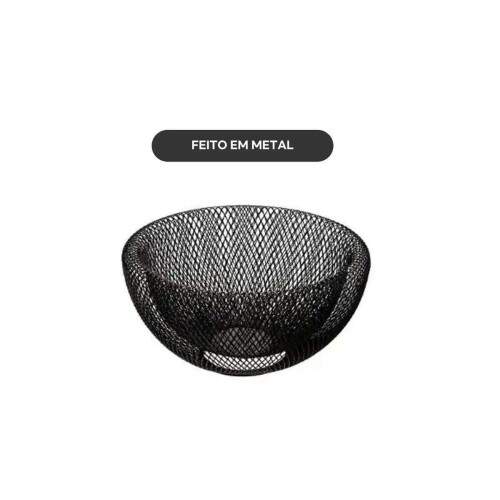 Centro de Mesa Decorativo Metal Preto 30x15cm Moderno