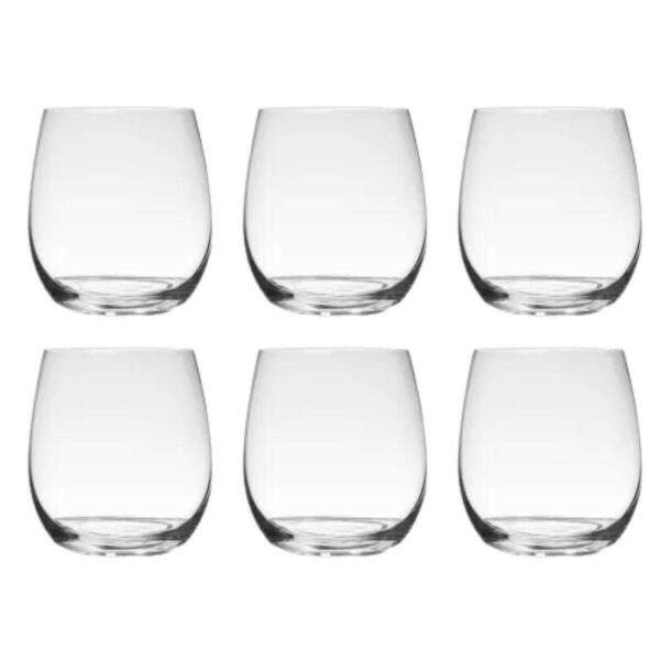 Jogo 6 Copos Vidro 400ml gua Cozinha Mesa Elegante Resistente