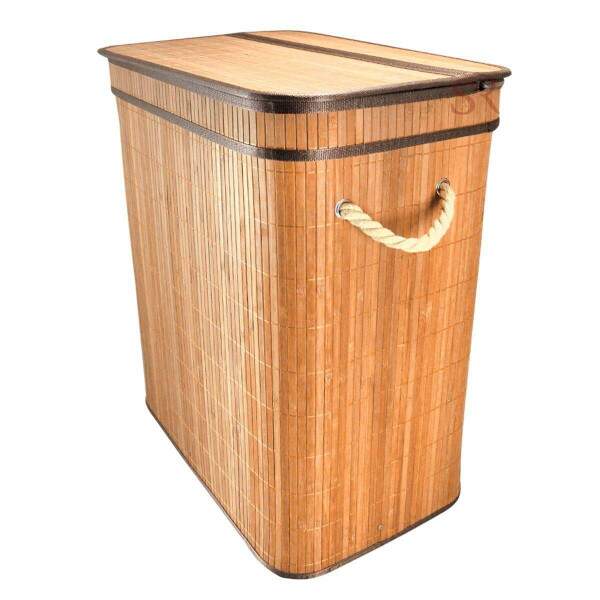 Cesto Duplo Bambu Com Tampa (produto Clonado) Mimo Style