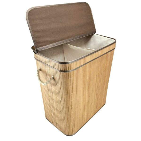 Cesto Duplo Bambu Com Tampa (produto Clonado) Mimo Style