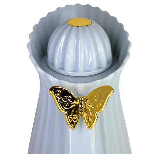 Garrafa Trmica Azul 1L ABS Tampa Dourada Elegante Caf