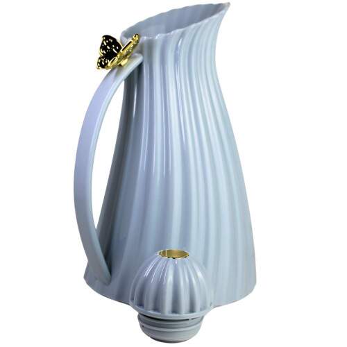 Garrafa Trmica Azul 1L ABS Tampa Dourada Elegante Caf