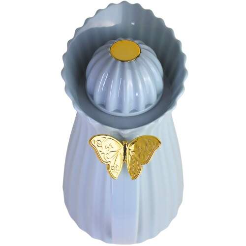 Garrafa Trmica Azul 1L ABS Tampa Dourada Elegante Caf