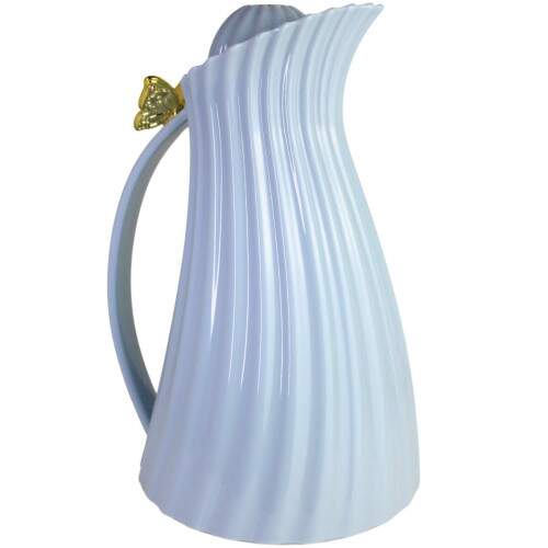 Garrafa Trmica Azul 1L ABS Tampa Dourada Elegante Caf