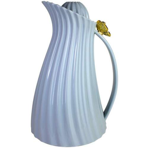 Garrafa Trmica Azul 1L ABS Tampa Dourada Elegante Caf