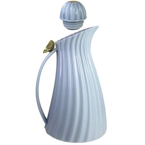 Garrafa Trmica Azul 1L ABS Tampa Dourada Elegante Caf