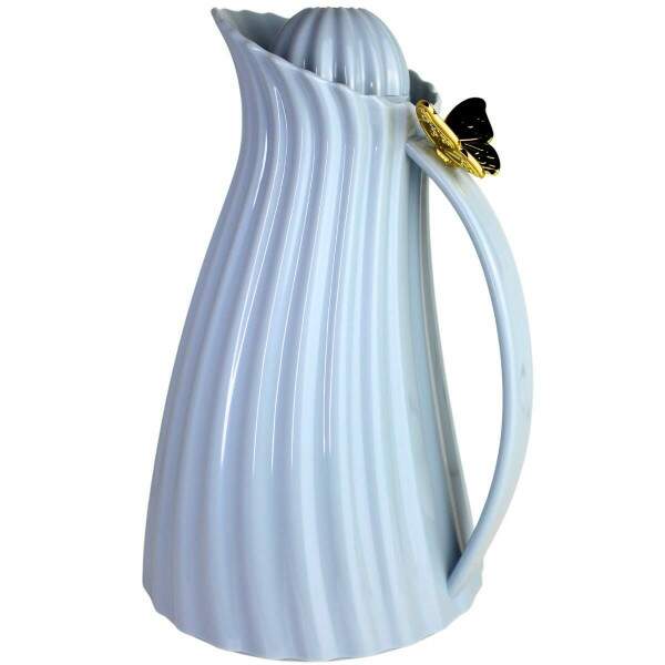 Garrafa Trmica Azul 1L ABS Tampa Dourada Elegante Caf