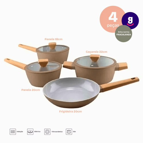 Jogo De Panelas Norma Em Alumnio Revestimento Cermico 4 Peas Fendi Mocha 31296 Fullfit