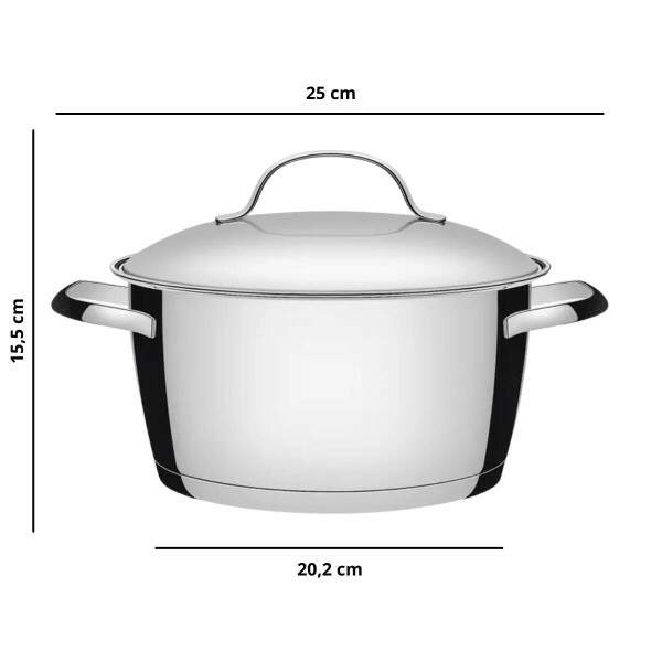 Caarola Inox Funda com Tampa 18cm Cozinha Moderna e Prtica