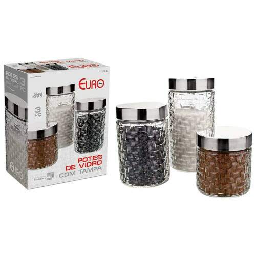 CONJUNTO DE POTES ORGANIZADOR COZINHA 3 PEAS EURO HOME