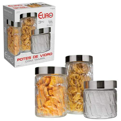 CONJUNTO DE POTES ORGANIZADOR COZINHA 3 PEAS EURO HOME