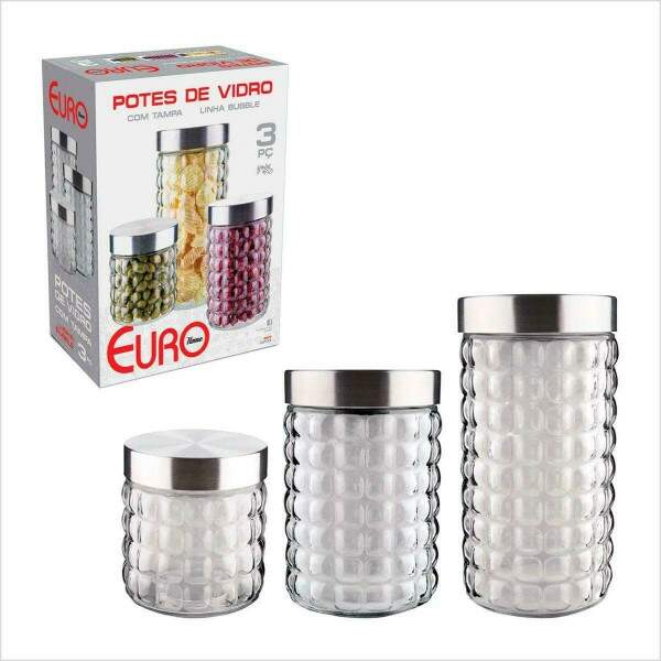 CONJUNTO DE POTES ORGANIZADOR COZINHA 3 PEAS EURO HOME