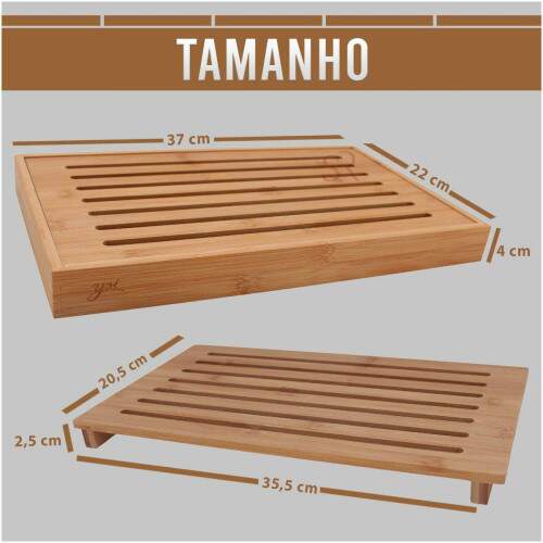 TBUA MIGALHEIRA EM BAMBU COM BANDEJA E GRADE REMOVVEL 37X22X,35CM