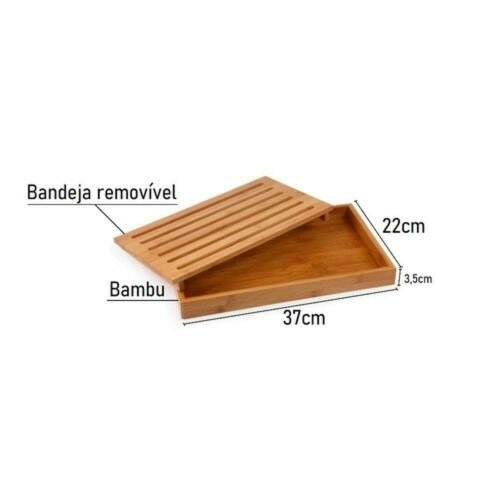 TBUA MIGALHEIRA EM BAMBU COM BANDEJA E GRADE REMOVVEL 37X22X,35CM
