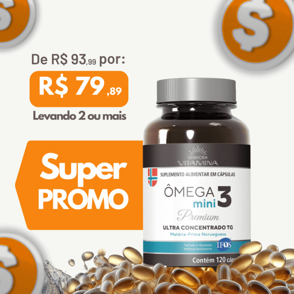 mega 3 Premium Ultra Concentrado da Noruega TG MINI 1200mg com Selo IFOS (120 mini cpsulas) PROMOO