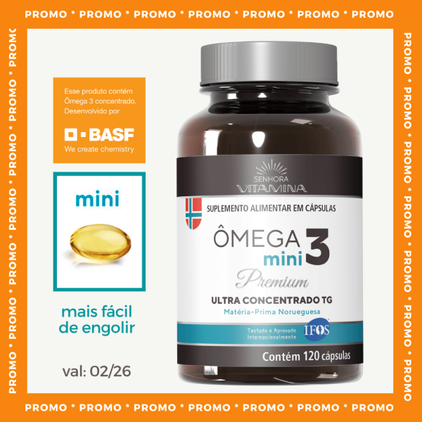 mega 3 Premium Ultra Concentrado da Noruega TG MINI 1200mg com Selo IFOS (120 mini cpsulas) PROMOO