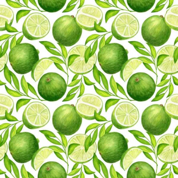 Tricoline Digital Frutas Lim�o ? Estampa Aquarelada C�trica