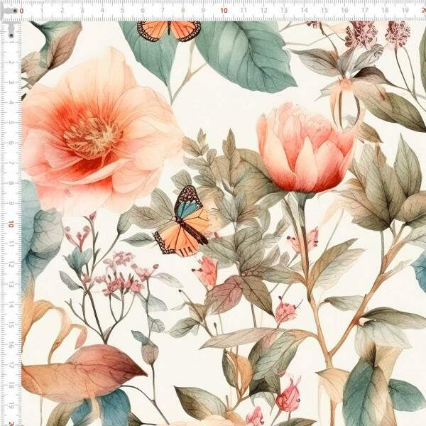 Tricoline Digital Jardim com Borboletas