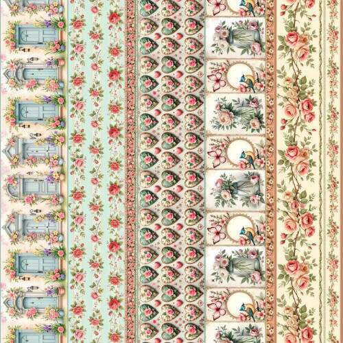 Tricoline Digital Barrado Floral 100% Algodo ? Estampa para Pano de Prato