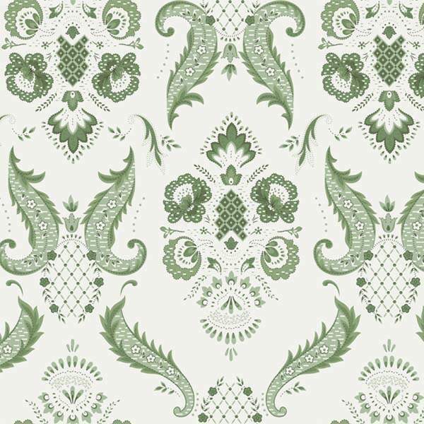 Tricoline Floral Arabesco Paris Verde Ch 100% Algodo