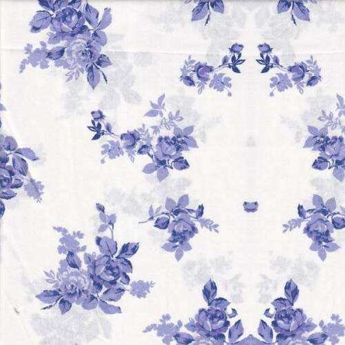 Tecido tricoline 100% algodao Floral Romantico azul Carbono 410096