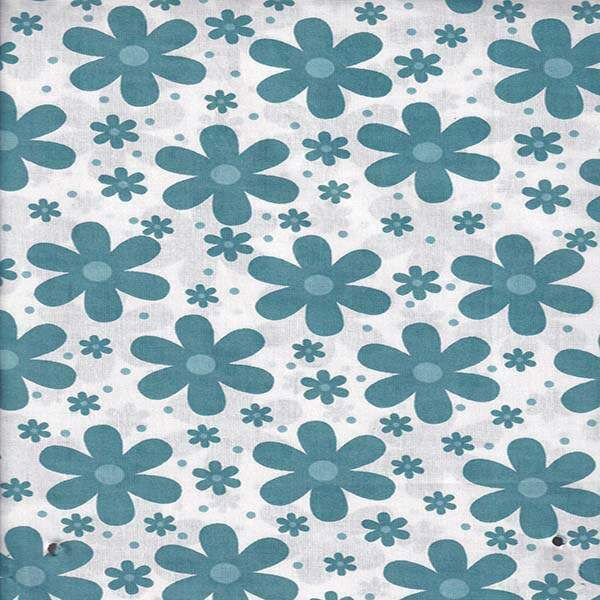 Tecido tricoline Floral Veneza Branco com azul Jeans 410088