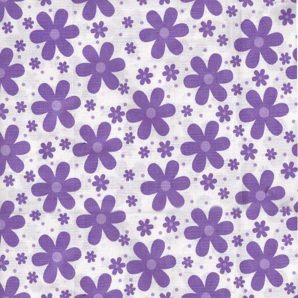 Tecido tricoline Floral Veneza branco com lavanda 410088