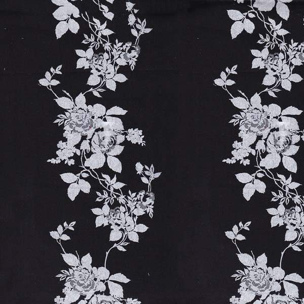 Tricoline 100% algodao estampado floral Floratta Fundo Tinto 02 - Preto 410049