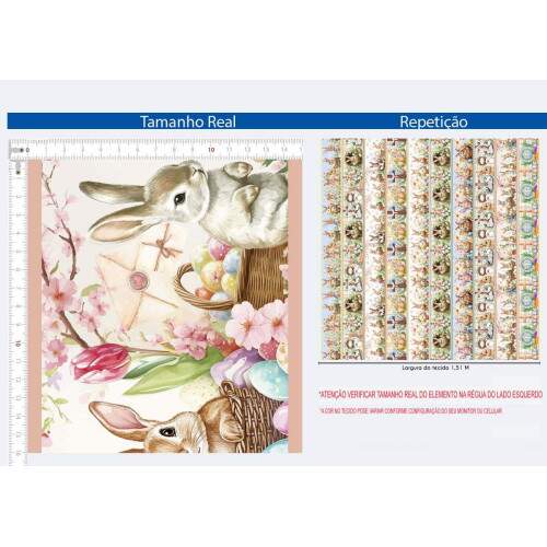 Tecido Digital pascoa COELHO BARRADO