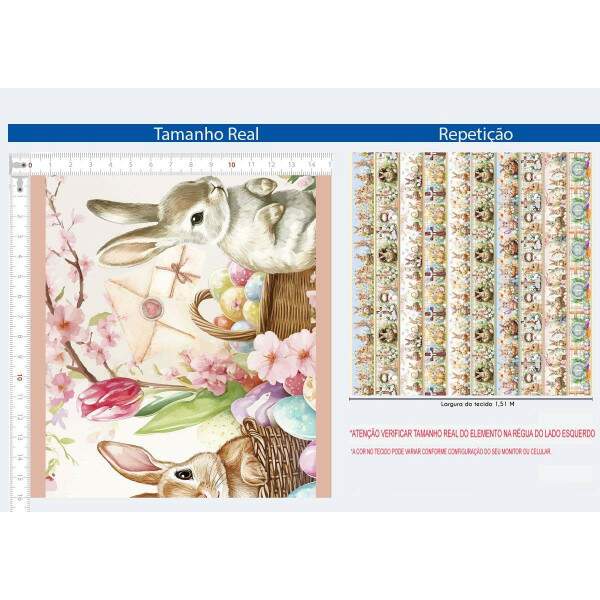Tecido Digital pascoa COELHO BARRADO 