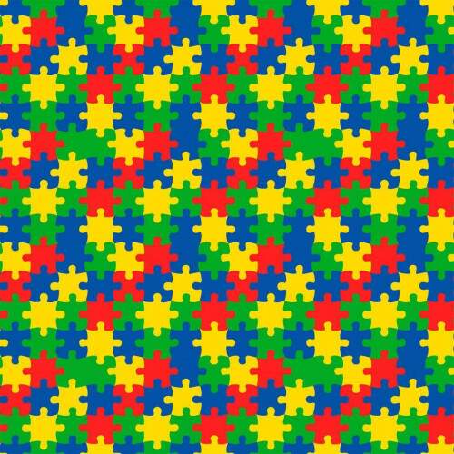 310052 - Tecido Digital Tricoline quebra cabea AUTISMO
