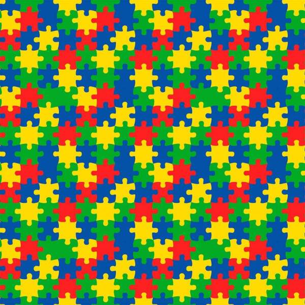 310052 - Tecido Digital Tricoline quebra cabea AUTISMO