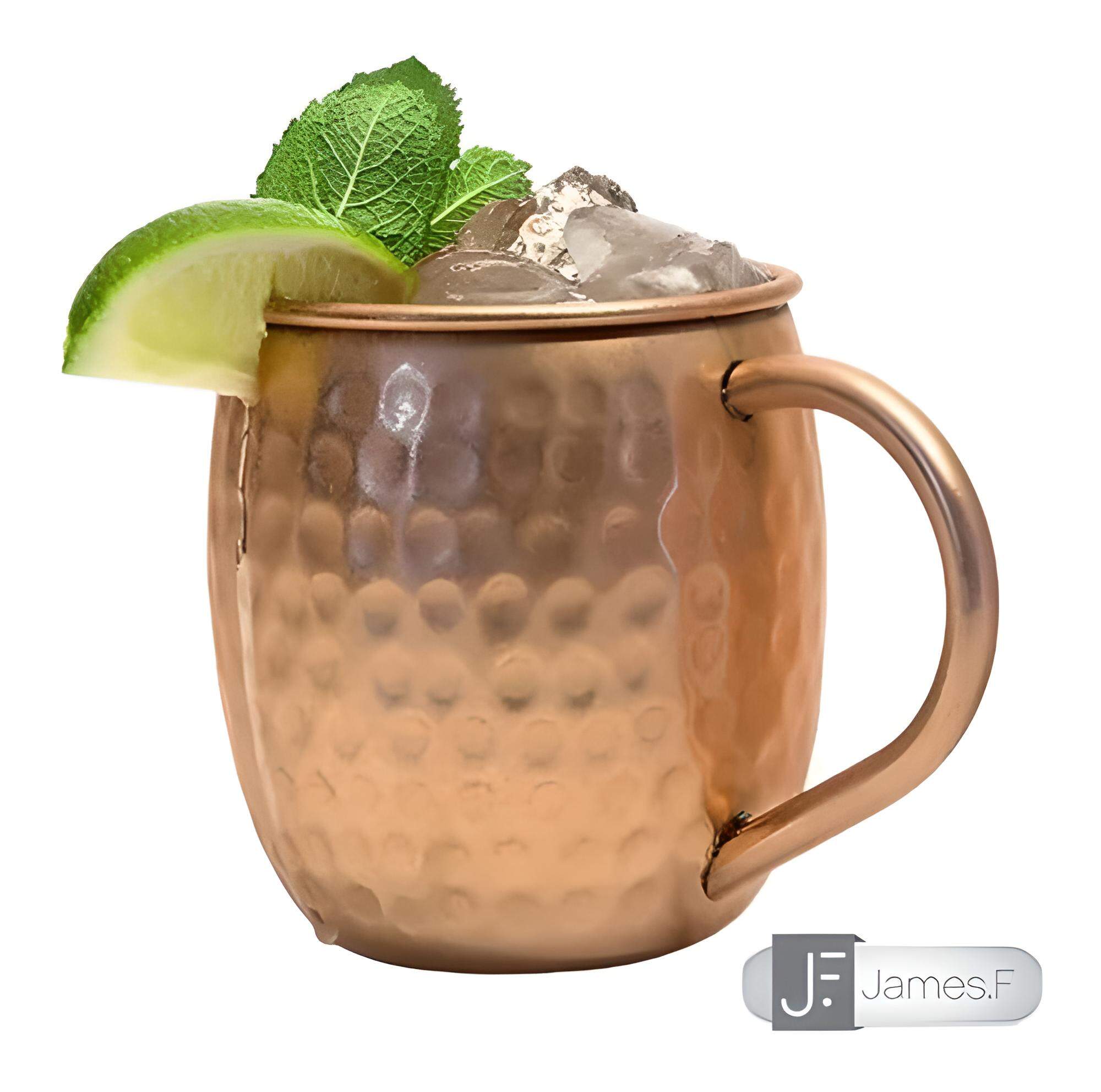 NKlaus 2x Koperen Mok puur koper 100% Ayuverda Drinkbeker Ovaal Moscow Mule 500ml 11262
